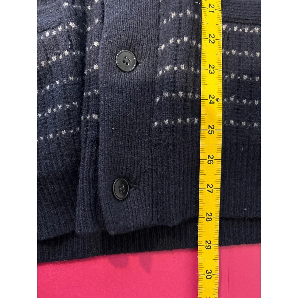 J Crew Mens Navy Lambswool Shawl‎ Collar Cardigan Sweater Size L Heritage Preppy